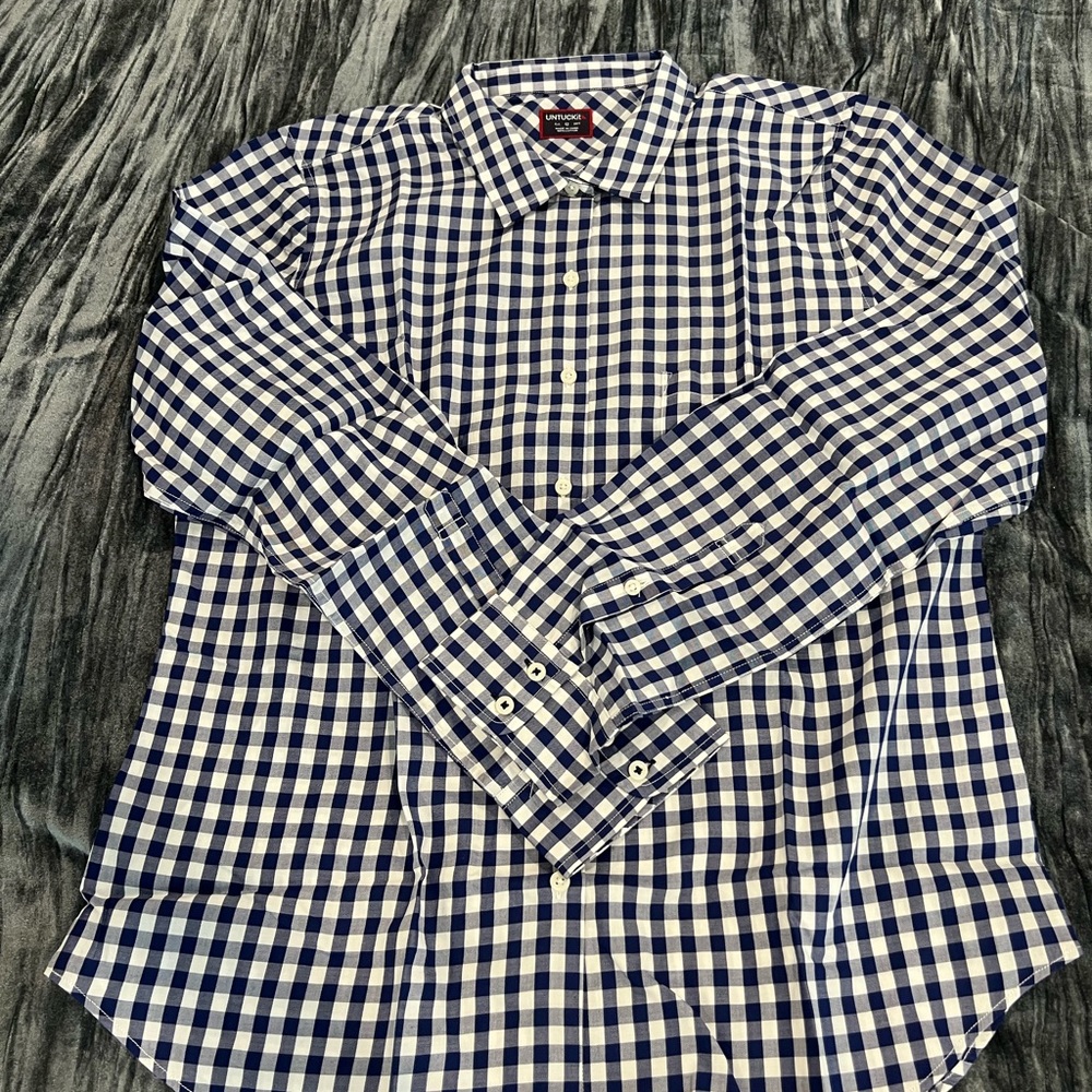 Blue and White Checkered  Shirt by Untuckit